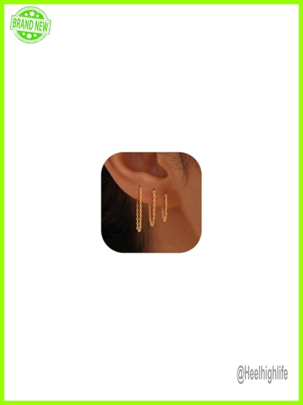 14k Gold Plated Chain Earrings 3-Piece Dainty Drop Dangle for Sensitive Ears